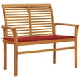 thumbnail image 1 of vidaXL Garden Bench with Red Cushion 112 cm Solid Teak Wood, 1 of 5