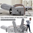 thumbnail image 5 of Dual Motor Power Lift Recliner Chair for Elderly, Lay Flat Lift Chair with Heat Massage and Solid Wood Armrests, Electric Lift Chairs with Side Pockets,Remote Control and Chenille Fabric, Gray, 5 of 9