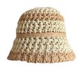 thumbnail image 1 of Sombrero de pescador de paja de verano con circunferencia de la cabeza de 56-58cm, sombrero de lavabo para mujer, sombrero de protección solar transpirable hueco MFZFUKR BST3057371-2, 1 of 5