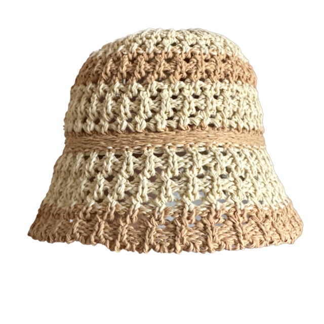 Sombrero de pescador de paja de verano con circunferencia de la cabeza de 56-58cm, sombrero de lavabo para mujer, sombrero de protección solar transpirable hueco MFZFUKR BST3057371-2