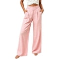 thumbnail image 2 of Horkkom Dress Pants Women High Waisted Wide Leg Plaid Pants Casual Loose Pleated Pants with Pockets M, 2 of 9