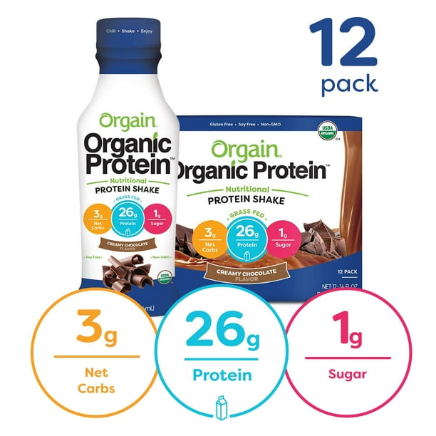 Orgain Organic 26g Grass Fed Whey Protein Shake, Creamy Chocolate