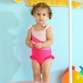 thumbnail image 6 of Younger Tree Toddler Swimsuit Girl Color Block Stripe One-Piece Swimwear Baby Girl Bathing Suits for 9-12 Months, 6 of 7