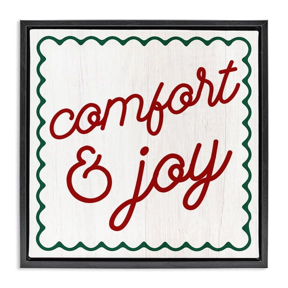 Stupell Industries Cottage Comfort & Joy Phrase Black Floating Frame Canvas Art, 18 x 18, by Lil' Rue