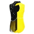 thumbnail image 3 of Nyeemya Children Girls Latin Dance Dress Color Block Tassel Fringed Leotard Figure Skating Bodysuit Yellow 6, 3 of 4