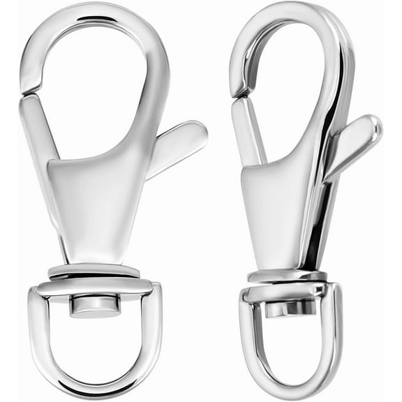 1 Box 2Pcs Swivel Lobster Claw Clasps Swivel Snap Hooks 316 Surgical Stainless Steel Silver Large Polished Keychain Lanyards Findings for DIY Jewelry Keychain Lanyards Supplies DIY Crafts