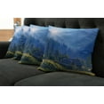 thumbnail image 5 of Ambesonne Forest Throw Pillow Cover 4 Pack, Mountain Village Ukraine, 24", Green Blue, 5 of 5
