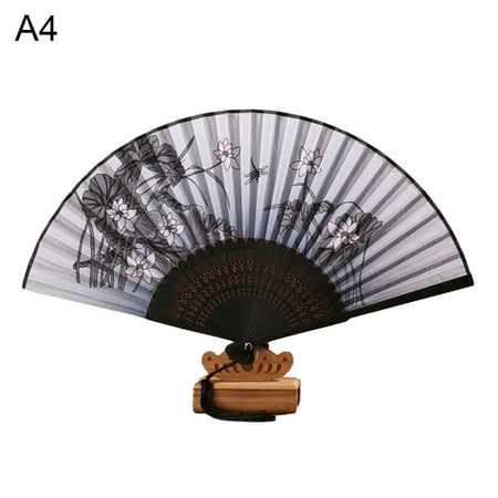 

Vintage Bamboo Cherry Blossom Print Folding Handheld Summer Girls Dancing Fan