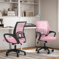 thumbnail image 3 of Magshion Set of 2 Office Chairs Mid Back Swivel Desk Chairs, Height Adjustable Ergonomic Mesh Computer Chairs with Armrest & Lumbar Support, Pink, 3 of 12