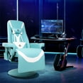 thumbnail image 6 of G-ROCKER Queen Throne Video Gaming Chair Ergonomic Recliner Racing Chair, High Back Swivel Chair with Footrest and Adjustable Backrest, Lumbar Support, Headrest and Cupholders, Cyan White, 6 of 6