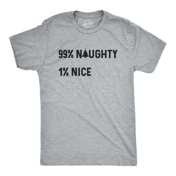 Mens 99% Naughty 1% Nice T Shirt Funny Christmas Party Graphic Novelty Holiday Tee Graphic Tees