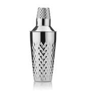 Cocktail Shaker, Faceted Vintage Stainless Steel Silver Cocktail Shaker Bottle by Viski