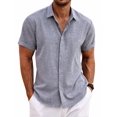 thumbnail image 1 of Camisa de lino para hombre COOFANDY, manga corta y botones, 1 of 5