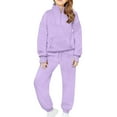 thumbnail image 6 of Girls Sweatsuit 2 Piece Outfits Spring Fall Half Zip Thumb Hole Sweatshirts and Sweatpants Joggers Set, 6 of 9