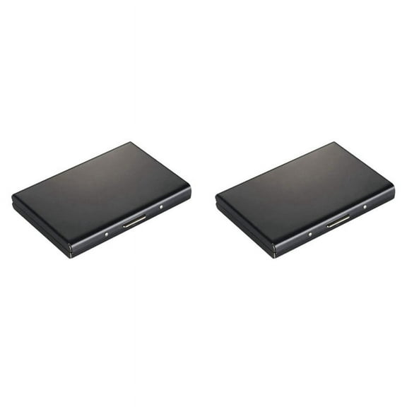 2X Metal Card Holder Wallet,Ultra Thin Stainless Steel Wallets RFID Blocking Credit Wallet Holder,Black