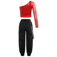 thumbnail image 2 of Alvivi Kids Girls Jazz Hip Hop Dance Outfits One Shoulder Crop Top with Jogger Cargo Pants Set Red 8, 2 of 7