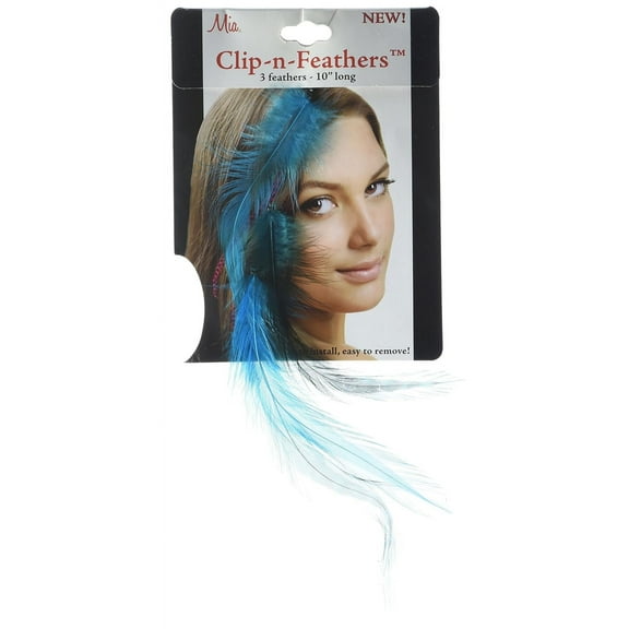 Mia Clip-n-Feathers Hair Feather, Blue, 1 Ounce