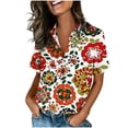 thumbnail image 3 of TaTaai Women's Chic Scattered Print Shirt Short Sleeve Collar Button Front Loose Fit Casual Summer Blouse Top Streetwear Daily Wear Gift, 3 of 6