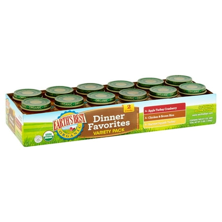 Earth's Best Organic Baby Food Dinner Favorites Variety Pack 2 6 Months+, 4 oz, 12 Pack