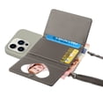 thumbnail image 3 of For Iphone 14 Pro Crossbody Lanyard Wallet Card Bag Phone Case(Grey),iPhone 13 Pro, 3 of 5