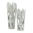 thumbnail image 6 of DecMode 20", 15"H Silver Aluminum Metal Vase with Cut Out Designs, Set of 2, 6 of 8