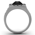 thumbnail image 3 of High polished (no plating) Stainless Steel Ring with Synthetic Synthetic Glass in Jet for Women Jet Stone Color Style TK1356 Size 9, 3 of 4