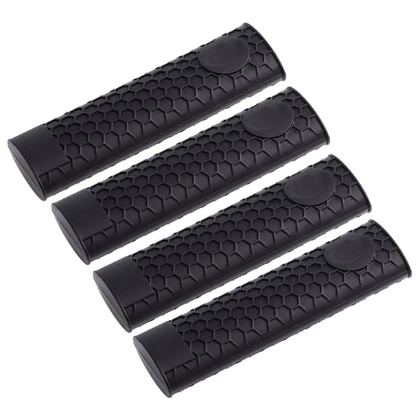 BRIGHTFUFU 4pcs Silicona Pot Handle Holder Cubierta resistente al calor antideslizante Potholder Handle Sleeve (Negro)