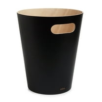 Umbra 2 gal Woodrow Wood Open Top Bathroom, Bedroom, Office Trash Can, Black