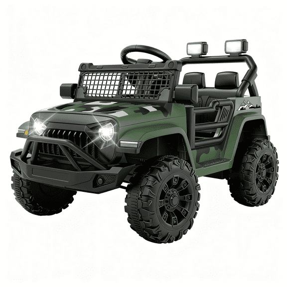 12V Kids Ride on Toys, Electric Car for Kids with Remote Control, Bluetooth, LED Lights, 3 Speeds, Green