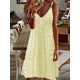 thumbnail image 5 of 2024 AliExpress Europe and the United States Plus Size Women's Summer New Cutout Jacquard V-Neck Strap Solid Color Dress, 5 of 5