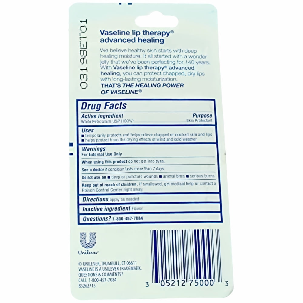 Vaseline Lip Therapy Lip Balm Tube, Advanced Healing Lip Protectant, 0.35 OZ - 48 Pack