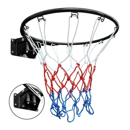 Basketball Double Spring Solid Rim, 18" Steel Basketball Rim for Indoor and Outdoor Black