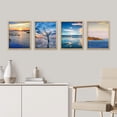 thumbnail image 2 of PixonSign Framed Wall Art Vibrant Ocean Cloud Reflection Islands Prints, Set of 4 Sea Landscape Wall Decors, Nature Wall Décor, Beach Adhesive Canvas Poster, Modern Home Artwork - 11"x14" Natural, 2 of 5
