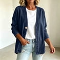 thumbnail image 5 of Brnmyaeo Womens Basic Button Down Jean Jacket Oversized V Neck Collarless Denim Jackets Fall Trendy Light Classic Long Sleeve Cardigan Shacket Coat, 5 of 8