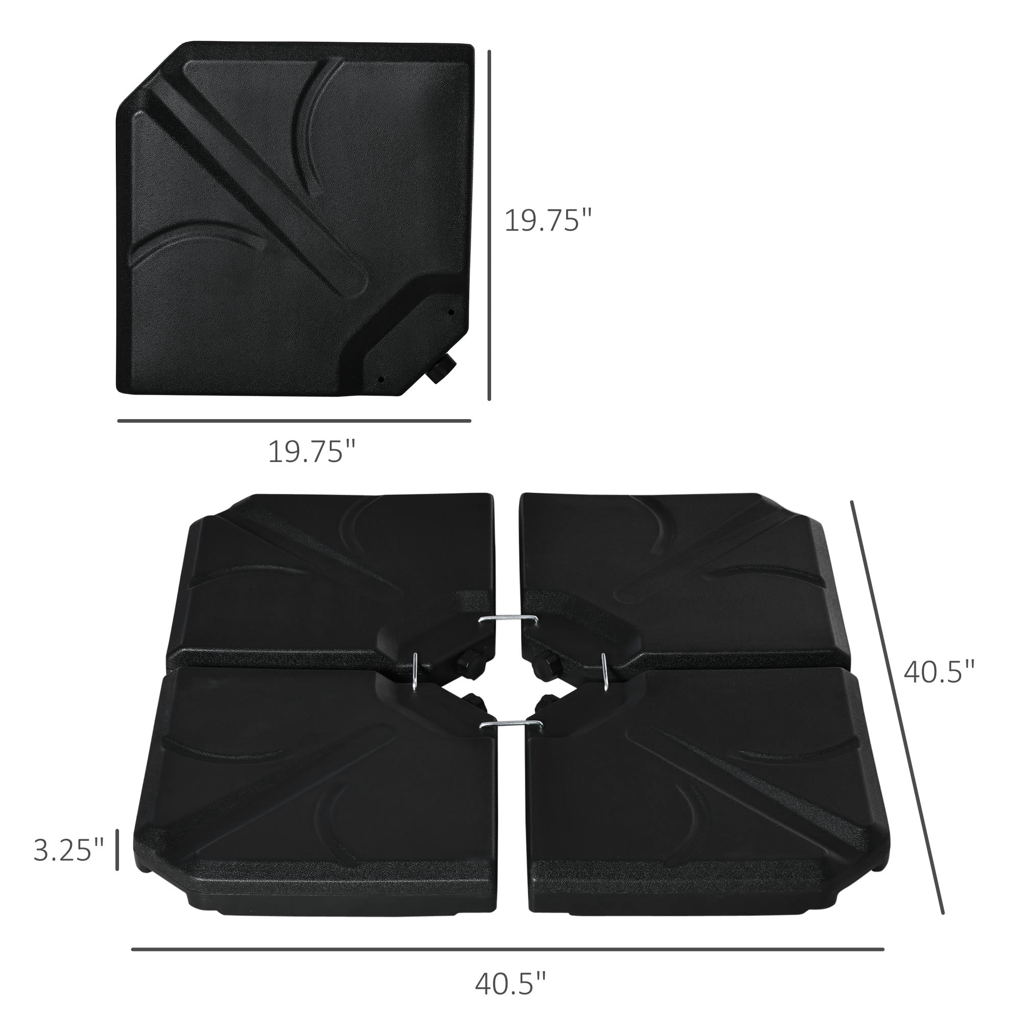 Outsunny Patio Umbrella Base, 4 Pieces Outdoor Umbrella Weights, Black