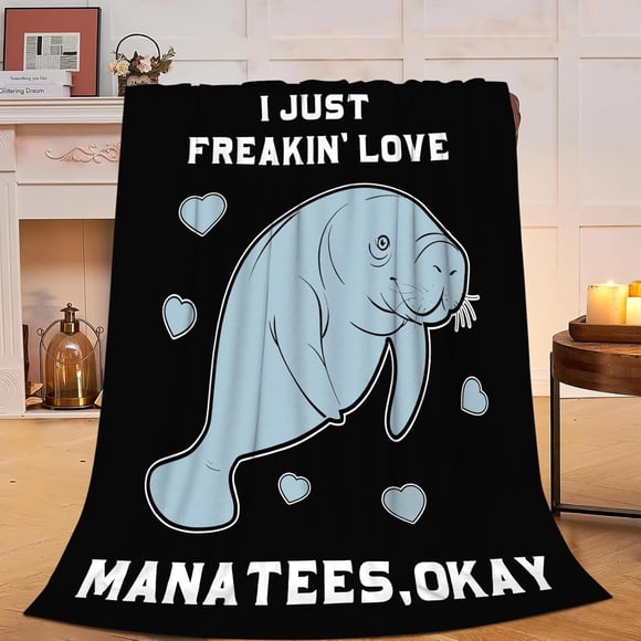 Manatee Blanket Super Cozy Soft Manatee Throw Blanket for Women Men Warm Plush Fluffy Manatees Stuff Fleece Flannel Gifts Blankets for Kids Adults 50"x60"
