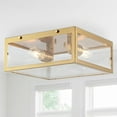 thumbnail image 6 of JONATHAN Y Grayson 12" 2-Light Bohemian Farmhouse Iron/Glass LED Flush Mount, Brass Gold/Clear, JYL9501C, 6 of 7