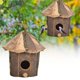 thumbnail image 2 of Refugio para pájaros cálido de madera natural hecho a mano, decoración para jardín, patio y exterior, estilo villa, pajarera colgante para pájaros, 2 of 7