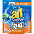 thumbnail image 2 of all OXI Mighty Pacs Laundry Detergent, 4 in 1 with OXI Stain Removers and Whiteners, One Pouch, 19 Count, 2 of 10