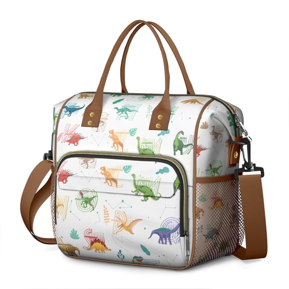 Alphabet Dinosaur Names Chart Pattern Womens Lunch Box for Work,Insulated Large Lunch Bag for Tween and Teen,Loncheras Para Mujer,Leakproof Adult Lunch Bag for Work,Beach,Travel,Picnic,Camping
