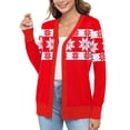 thumbnail image 2 of Uvplove Women Long Sleeve Soft Basic Knit Cardigan Sweater,Christmas Snowflake Red,XXL,(S-3XL), 2 of 9