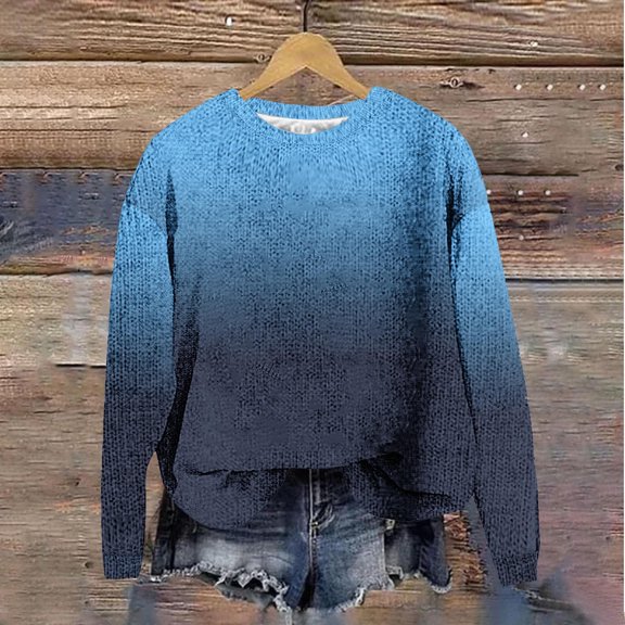 POROPL Womens Sweaters Long Sleeve Sweater Casual Oversized Print Blouse Top Size S-XXL