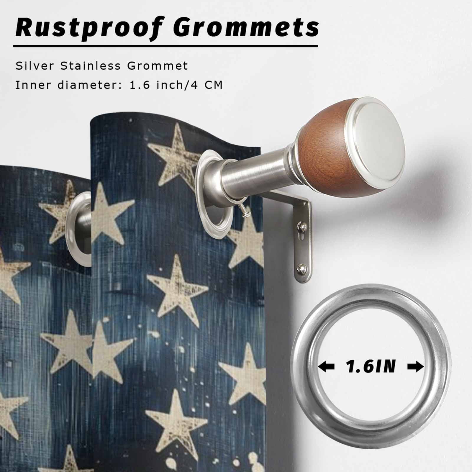 Retro American Flag Outdoor Curtains for Patio, 4th of July Independence Day USA Flag Sunshade Privacy Drapes Grommet Waterproof Outside Curtains for Porch/Cabana/Balcony 54"x 108", 1 Panel