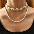 thumbnail image 2 of Shell Necklace for Women Seashell Necklace Beach Charm Necklace Pearl Starfish Beaded Necklace Layered Charm Necklace Beach Essentials Summer Outfits for Women, 2 of 6