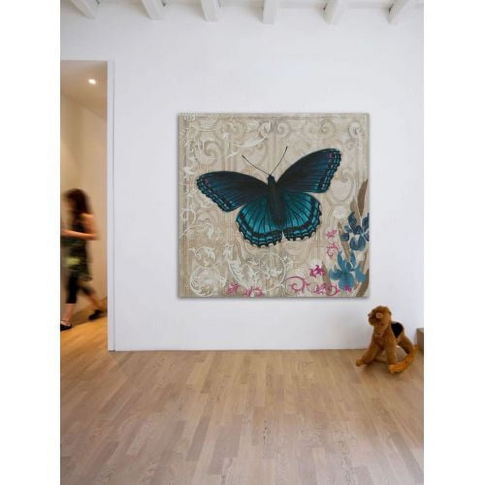"A Dark Blue Butterfly" Painting Print on Wrapped Canvas