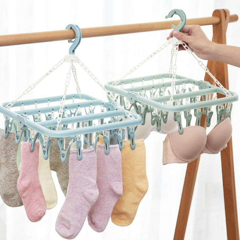 1PCS plastic 16clip folding multi-function underwear rack clothes hangers  child baby hangers socks rack pants clip