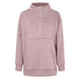 thumbnail image 5 of Futezty Women Half Zip Oversized Sweatshirts Fleece Long Sleeve Hoodies Casual Sweaters with Pockerts, 5 of 5