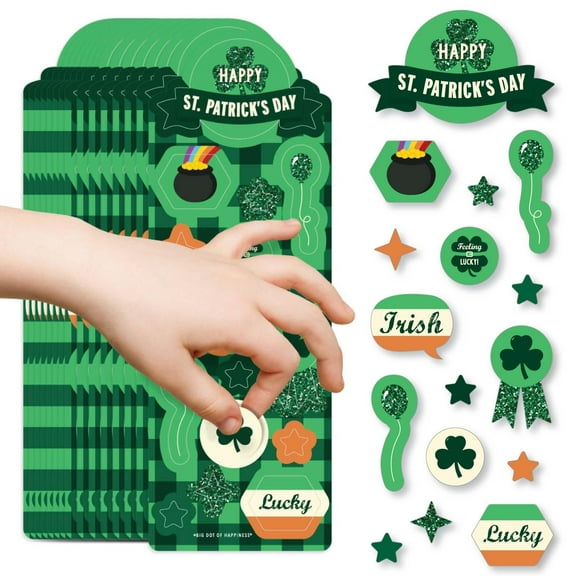 Big Dot of Happiness St. Patrick's Day - Saint Paddy's Day Party Favor Kids Stickers - 16 Sheets - 256 Stickers