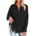 thumbnail image 7 of Mgmyaa Button Down Shirts for Women V Neck Rolled Up Long Sleeve Tops Elegant Dressy Blouses Business Casual Outfits with Pocket, 7 of 7