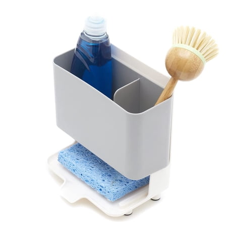 Home Basics Deluxe Kitchen Sink Organizer Sponge Holder, Grey
